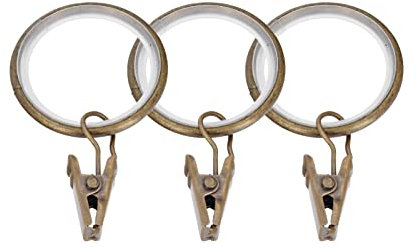 Gardinenringe mit Klammern Leise Rutenringe Für 19mm Stangen Messing Antik 20x