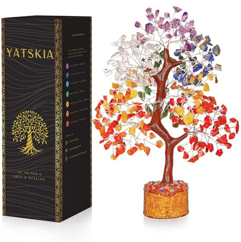 YATSKIA 7 Chakra Tree of Life, Crystals and Healing Stones, Birthday Gifts for Women - Crystal Tree for Positive Energy, Office Decor, Gifts for Women