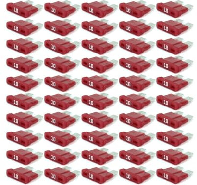 KFZ Auto ATO Sicherungen 50 Stück Flachsicherungen, TFT00, Set, 1A 2A 3A 4A 5A 7,5A 10A 15A 20A 25A 30A 35A 40A, Stromstärke:10A Ampere