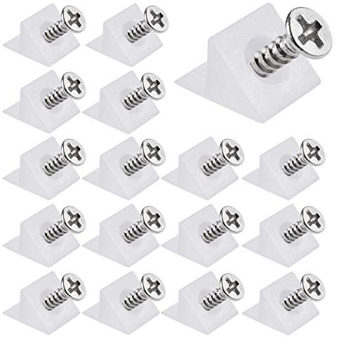 JIZZU 100 Pcs Cuñas de Reparación para Reparar Cajones, Soportes de Plástico para Fondos de Cajones, Posterior Plana Estabilizadores con Tornillos, Kit de Reparación de Cajones con Tornillos Blancos