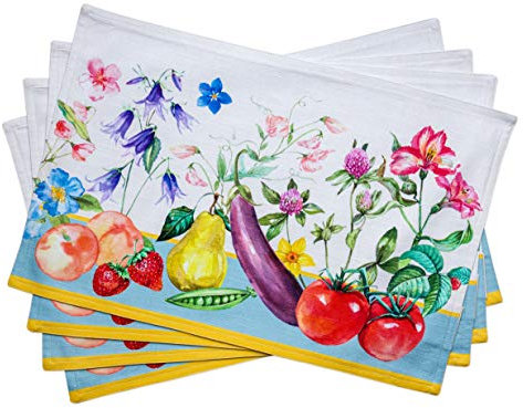 Maison d' Hermine Tischsets, 100% Baumwollstoff, Set mit 4 dekorativen, Ostern waschbaren Tischsets für Zuhause, Küche, Essen und Camping, Giverny – Frühling/Sommer(33 cm x 48 cm)