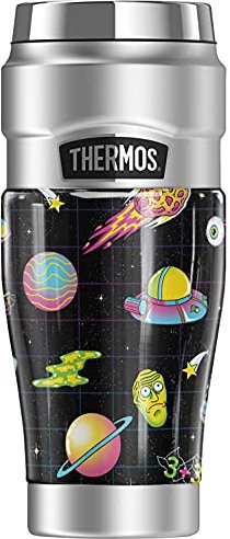 Rick and Morty Retro Grid Pattern THERMOS STAINLESS KING Stainless Steel Travel Tumbler, Vacuum insulated & Double Wall, 16oz