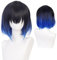 Liamiona Anime Short Curly Black Gradient Blue Cosplay Perücke Halloween Party Kostüme Perücke mit Perückenkappe