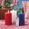Lights4fun Set of 3 Patriotic Union Jack Colours TruGlow® Battery LED Flameless Pillar Candles Real Wax Red White & Blue Coronation Party Decoration
