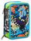 SJ Gang Astuccio Scuola 3 Zip. Azzurro Verde, Flip-3D Da SJ Boy, Portapenne Triplo Scomparto Completo Di Penne, Matite e Colori, Accessori Zaino Scuola Elementare, Bambino