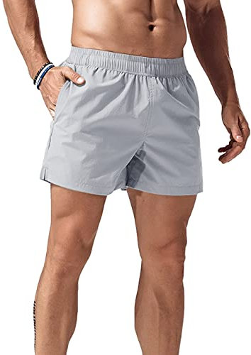 Herren Laufen Kurze Hose 5 Leicht Fitness Bodybuilding Schnelltrocknend mit Atmungsaktiv Mesh-Rückseite Grau XXL