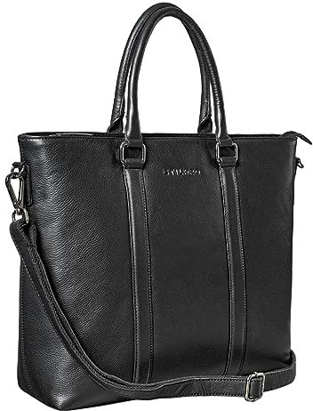 STILORD 'Jara' Große Leder Businesstasche Damen Vintage Handtasche Umhängetasche Aktentasche Damen Echtleder Laptoptasche Travel Freizeit Bag Shopper, Farbe:schwarz