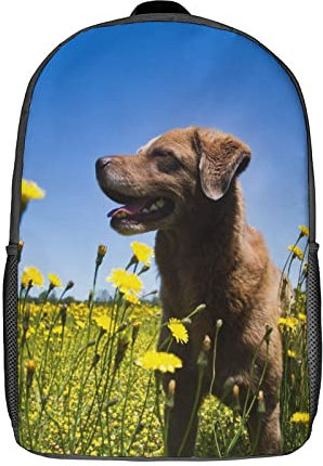 WalfiaA Unisex Schultasche Hund Freizeitrucksack Unisex Schultasche, Leichter Rucksack, Mode Schultasche 17 Zoll 3D gedruckter Rucksack