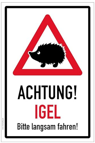 Aufkleber Warnung Hinweis Achtung Igel! Schild Folie selbstklebend | Variante wählbar Made in Germany, Größe: Fahren rot | 20x30cm