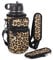 AJLTPA Water Bottle Holder with Adjustable Padded Shoulder Strap and 2 Pockets, Water Bottle Sleeve Carrier Compatible with Rambler 26 oz Bottle & 32oz Hydro Flask and More (Classic Leopard)