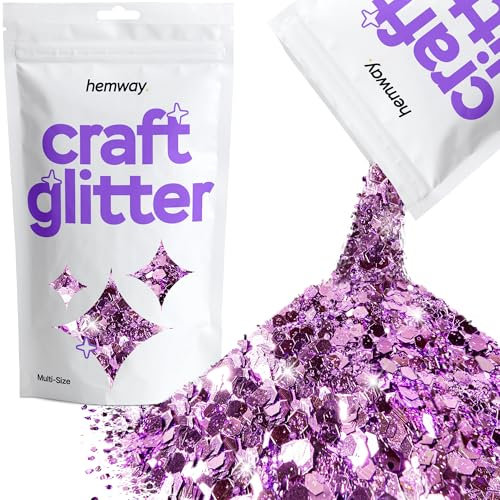 Hemway Craft Glitter - Lavender Purple | 100g Multi Size Metallic Sequin Flakes for Resin & Epoxy Crafts | Supplies for Tumblers, Cards, Jewellery, Candle, Hair, Face, Body & Nail Art