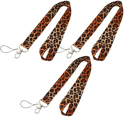 NUOBESTY 3pièces Lanières Chic Léopard Pour Téléphone Et Cartes Identité De Pratique Et Élégant Pour Portage Au Cou