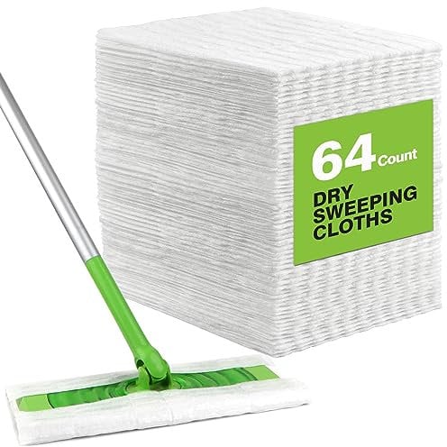 HOMEXCEL Almohadillas de Trapo de Barrido en seco compatibles con Swiffer Sweeper, Almohadillas Desechables para fregona y Limpieza de Suelos, 64 Unidades