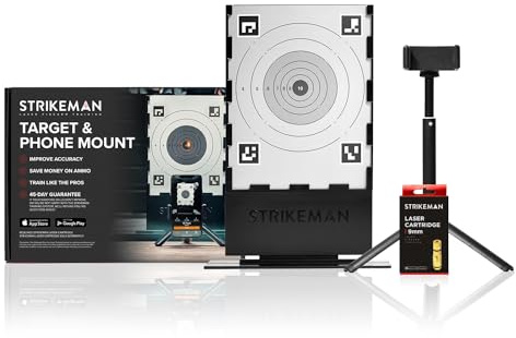 Strikeman 9mm Dry-Fire Laser Training System - Great for Target Shooting Practice with Pistols - Kit Includes Access to Updated App (No Subscription Needed), Cartridge, Target & Phone Holder
