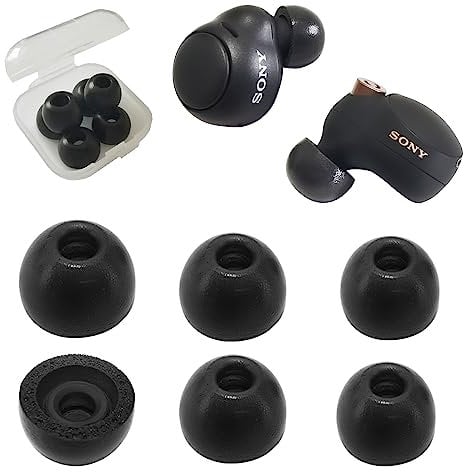 Memory Foam Ear Tips for Sony LinkBuds S/WF-C500 WF-C700N Replacement Tips for Sony Earbuds WF-1000XM4/WF-1000XM3 LinkBuds S Fit Charging Case 3 Pairs LMS Black
