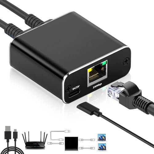 Switch Ethernet mini, splitter Ethernet ad alta velocità con 1 ingresso e 2 uscite, switch di rete da 1000 Mbps, adatto per computer, hub, switch, router, decoder TV, televisori e altri dispositivi