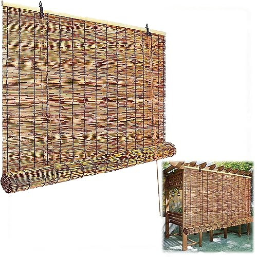 Bambusrollo Outdoor, Rollo Bambus, Lichtfilterung/Wasserdicht/Anti-UV,Rollo Bambus, Für Terrasse/Garten/Fenster/Tür/Küche, Bambusrollo Sonnenschutz,90x200cm