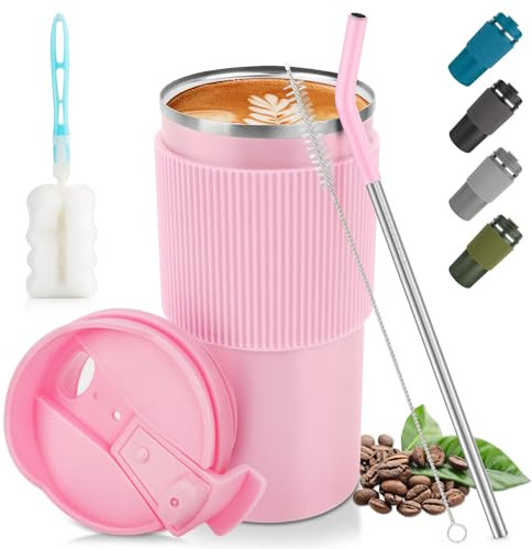 CS COSDDI Thermobecher- Isolierbecher, Kaffeebecher to Go 450ml/15oz auslaufsicher Reisebecher mit Deckel Coffee Mug mit Deckel Cafe to Go Becher für Tee Kaffee Heißes Kaltes Wasser Kaffee Reisebecher