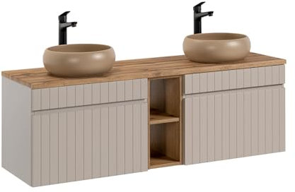 Meubles Double Vasques à Poser + 1 élément - 140 Cm - Emblematic Cashmere