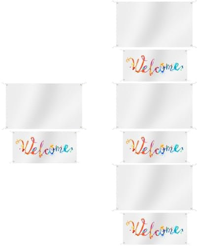 GANAZONO 8 Sätze Weiße Flagge Willkommen Zurück Zum Schulschild Geschäftszeichen Individuelles Vinyl-Banner Sublimations- -rohlinge Leinwände Bemalen Material Draussen Büro Polyester