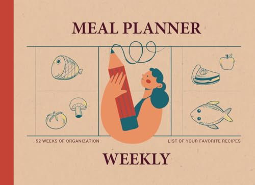 Weekly meal planner: notebook with 52 weeks to organize your menus + list of your favorite dishes: Small format - horizontal