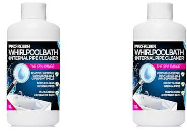 Pro-Kleen Whirlpool Bath Internal Pipe Cleaner (1L) - Provides a Deep, Hygienic Clean to Remove Limescale, Soap, Oil, Grease & Unpleasant Smells from Internal Pipes (Pack of 2)