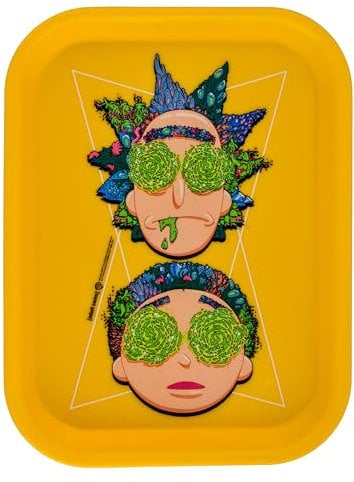 THE BOAT Official Rick and Morty Rolling Tray 19 x 25 cm - Smoking Items - Smoking Accessories - Recyclable Plastic - Gift for Smokers (Yellow)