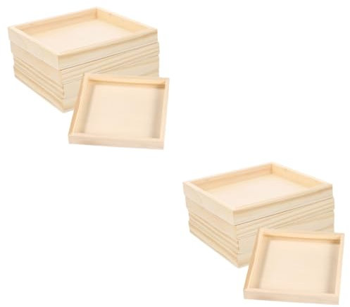 ifundom 2sets Jigsaw Puzzle Board Storage Wooden Nested Serving Trays Blocks Toy Holder 5pcs*2
