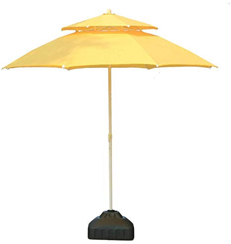 IFCXA Sonnenschirme, 2,3 m/2,7 m, Doppel-Top-Gartenschirm, Outdoor-Sonnenschutz für Strand/Pool/Terrasse, runder Sonnenschutz (Farbe: Gelb, Größe: 230 cm), gelb, 9 Ft/270cm