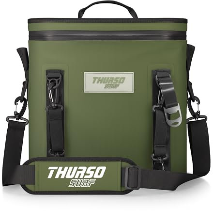 THURSO SURF Tragbarer Kühlrucksack für 24 Dosen — 48 Stunden Kühlleistung, Wasserdichter & Luftdichter Reißverschluss, Schwimmfähig für Strand, Reisen, Camping, Kajak & Paddleboard (Oliv)