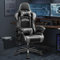 OneGame Ergonomischer Gaming Stuhl, hoher Rücken Computer Gamer Stuhl, höhenverstellbarer Game Stuhl, Racing Style Gaming Bürostuhl mit Kopfstütze und Lendenwirbelstütze, Schwarzgrau