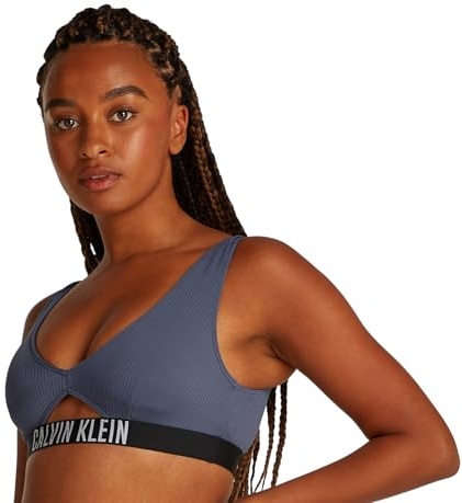 Calvin Klein Damen Bikini Oberteil Bralette mit Cut-Out, Blau (Grisaille), S