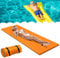 RELAX4LIFE 210x66cm Colchoneta Flotante para Piscina con Cuerda de Fijación, Tumbona de Agua Enrollable de 3 Capas de Espuma XPE, Esterilla Flotante para Descanso y Relajación, Carga 70kg (Naranja)