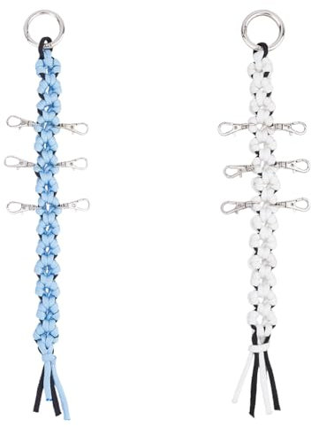 SUPERFINDINGS 2 Stück Cheer Bogenhalter Weiß/Blau Handgefertigt Karabiner Schlüsselanhänger Cheerleader Rucksack Bogen Organizer Mit 6 Verschlüssen Cheer Tasche Zubehör Für Cheerleading