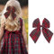 Mädchen Haarschleife, Kariert, Tartan Stil, mit Krokodilklemme (Rot)