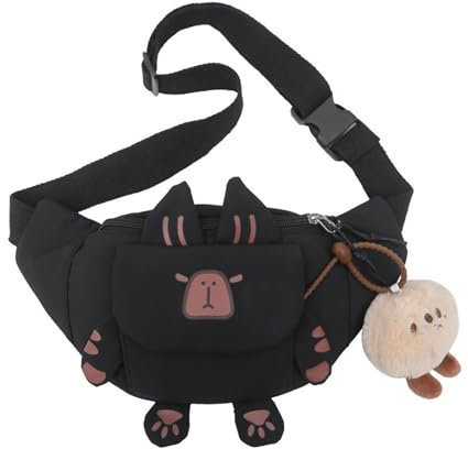 Itkcozcg Modische Handtasche, Cartoon-Brusttasche, japanischer Stil, Crossbody-Tasche, Handytasche, Tragetasche, Schultertasche, mit verstellbarem Riemen, Brusttasche, Tragetasche, Rucksack, Schwarz ,