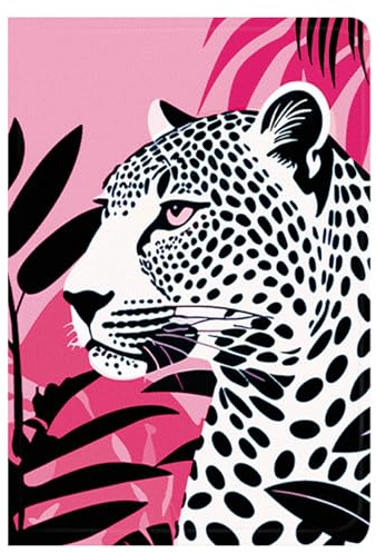 Berkin Arts Compatible with 2024 iPad Mini 7 & 2021 iPad Mini 6 Case Case (8.3 Inch) Case 2021 Folio Case Premium Leather Cover Fierce Jungle Leopard Bold Black Panther Pink Forest