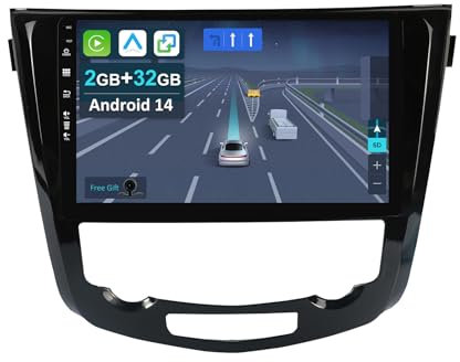 [10.1 Pollici] Android 14 2 Din Autoradio per Nissan X-Trail Qashqai j11 Rouge 2014-2018-[Integrato Wireless CarPlay/Android auto/GPS Sat Nav/Bluetooth 5.0/Wifi/4G/Mirror Link]+Fotocamera