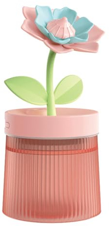 Mini Humidifier,260ml 2 Mist Modes Cute Flower Desktop Humidifiers with Colorful Lights for Bedroom Home Office Indoor Car Travel
