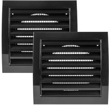 Vent Systems Ø100 mm Schwarz Lüftungsgitter– 2 Stück – Luftgitter Abdeckung für Trocknerentlüftung, Badezimmer - Abluftrohr Entlüftungsabdeckung - für Außen/Innen - Belüftung, Auspuff, Zuluft