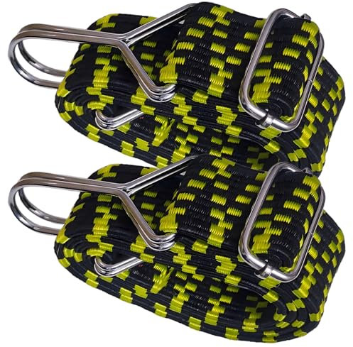 Spanngummi mit Haken,Expander 100cm Expander mit Haken 2 Set für Outdoor,Garten und Camping, Transport und Fixierung,Motorrad,Fahrrad,Yellow
