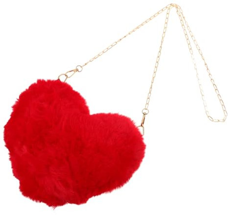 Garneck Herzform Tasche Rot - Flauschige Plüsch Umhängetasche Für Damen - Stylische Crossbody Mit Kette Perfekt Für Reisen Partys Und Den Täglichen Gebrauch Trendige Herztasche Für