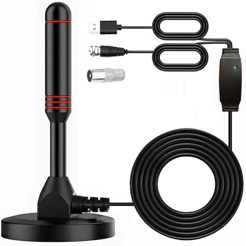Antenna TV Interna, Antenna TV Interna Potente, Antenna TV Interna HDTV, Antenna TV Interna Long Range Reception con Base Magnetica/Amplificatore, per Home Smart Televisione/Radio