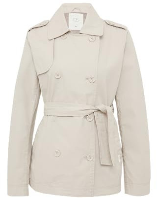 QS Kurzer Trenchcoat aus Baumwolle mit Gürtel hellgrau XL