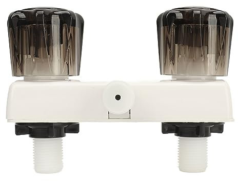 RV Duschventil Diverter Easy Installation Duscharmatur 2 Knöpfe Bootswagen (Weiße Basis)