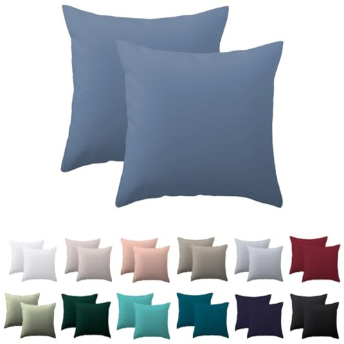 Nesture Kissenbezug 80x80 2er Set, Blau, 100% Mikrofaser | Kopfkissenbezug 80x80cm mit Reißverschluss, kissenhülle weich & bügelfrei, atmungsaktiv, Pflegeleicht bei 60°C waschbar