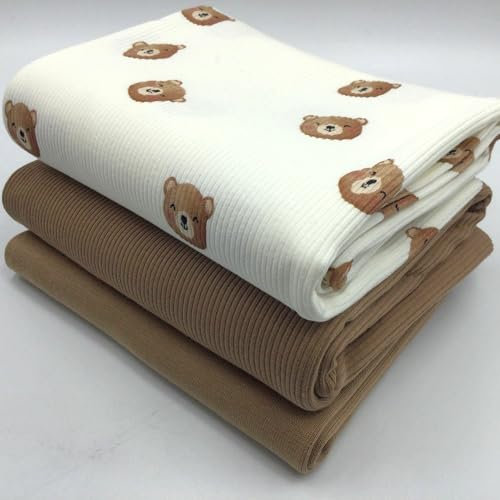 Die Stofftante Jersey-Paket Ribstrick Jersey | Rippenjersey | schmale Rippen | | Ökotex Bären