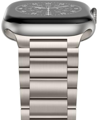 Anlinser Compatible con Correa Apple Watch 42mm 41mm 40mm 38mm, Pulsera de Metal Acero Inoxidable para Negocios Para iWatch SE Serie 11 10 9 8 7 6-1 (Titanio)