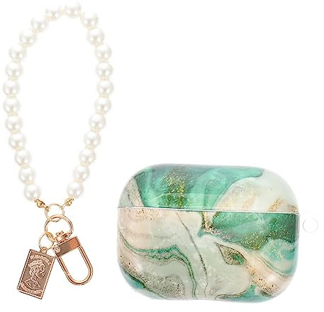 SHINEOFI 1 Satz Earphone Box für Schutzhülle Grünem Marmor mit Perlenanhänger Kompatibel mit Kabellosen Ohrhörern Langlebig und Praktisch Laden