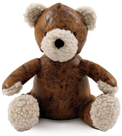 Otis Teddy Bear Doorstop | Faux Leather Brown Teddy Doorstop | Novelty Bear Door Stopper 1.5kg - 24cm